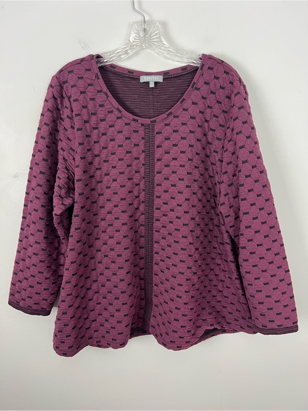 Habitat Textured Purple Patterned Scoop Neck Top